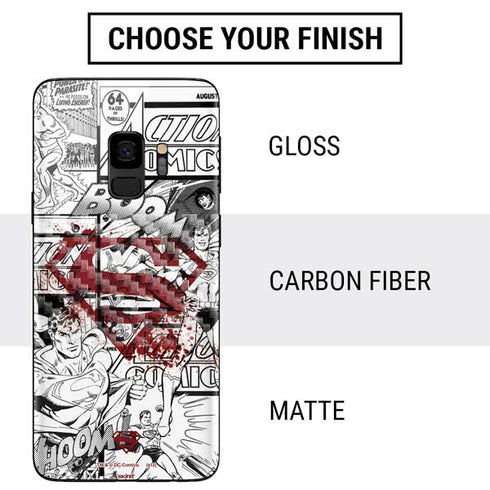 DC Comics Superman Comic Pattern Logo in Red Galaxy S9 Skin